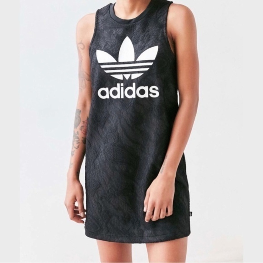 Adidas floral jacquard trefoil T tank dress Size S
